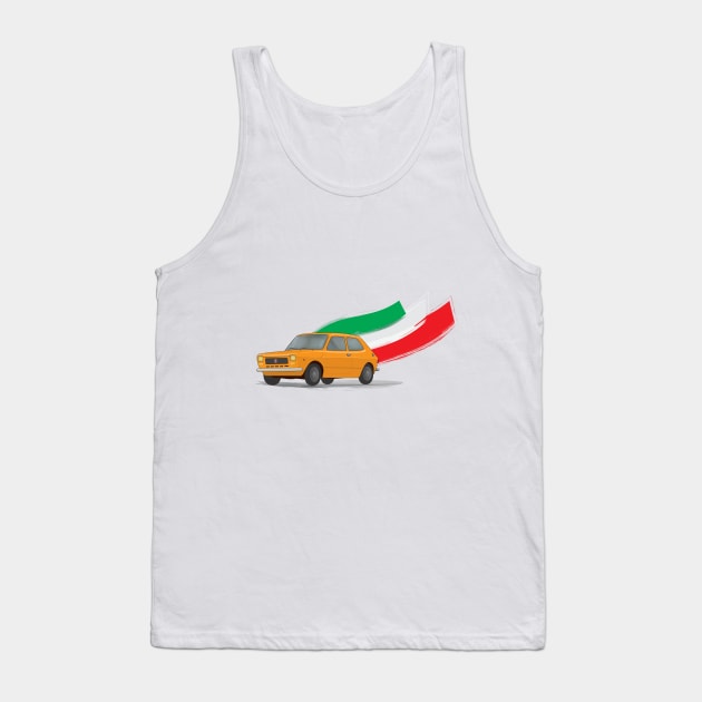 Classic Fiat 127 Illustration with Retro Orange Color and The Italian Flag Tank Top by ibadishi